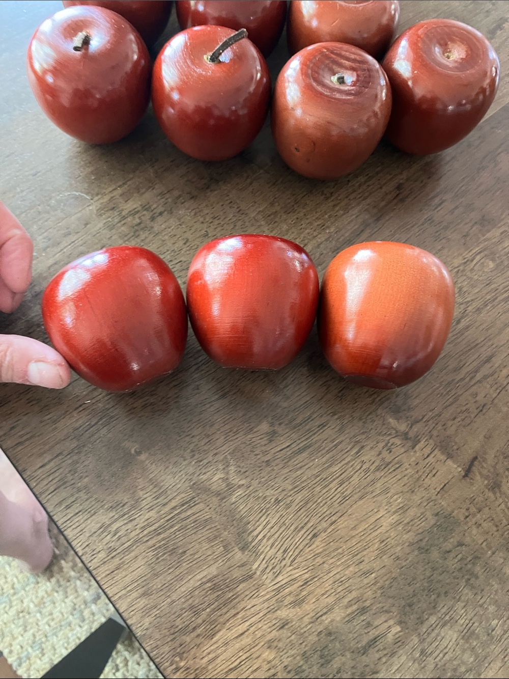 Set of 13 Decorative Red Wooden Apples - Picture 6 of 13